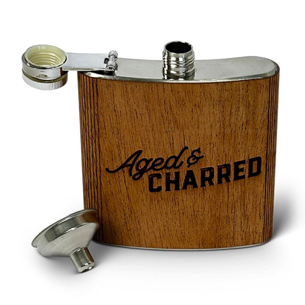 Aged & Charred 6oz Wood Flask
